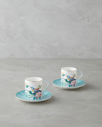 Freesia New Bone China 4 Parça 2 Kişilik Kahve Fincan Takımı 90 ml Mavi
