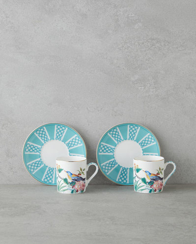 Freesia New Bone China 4 Parça 2 Kişilik Kahve Fincan Takımı 90 ml Mavi