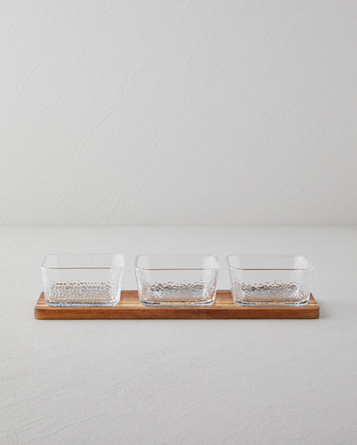 Glacis Akasya-Cam 4 Parça Sunumluk 33x10,5x6 cm Şeffaf