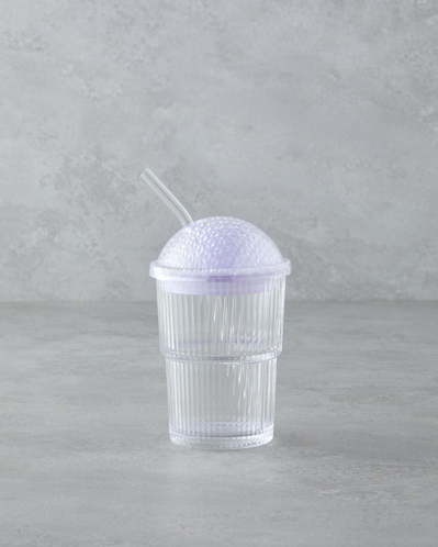 Gleam Cam Pipetli Bardak 400 ml Lila