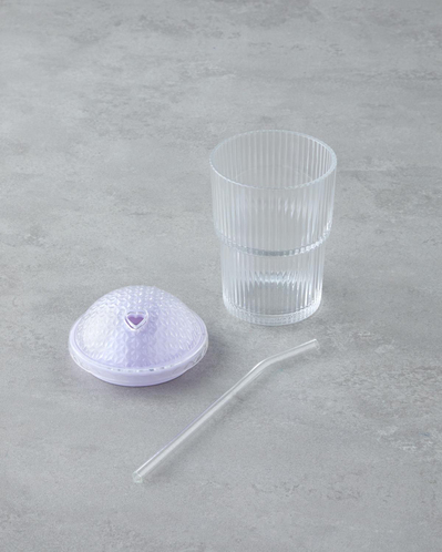 Gleam Cam Pipetli Bardak 400 ml Lila