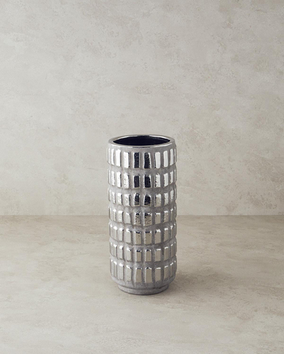 Glossy Stoneware Vazo Silver