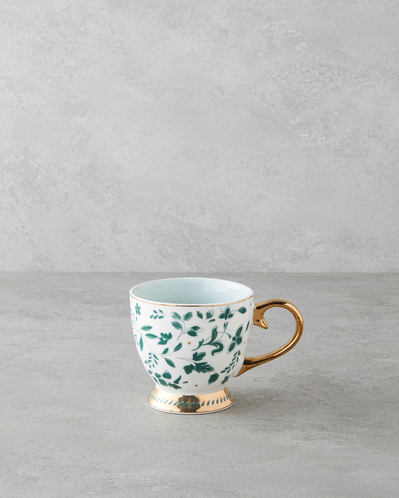 Leafscape New Bone China Kupa 460 ml Beyaz - Yeşil
