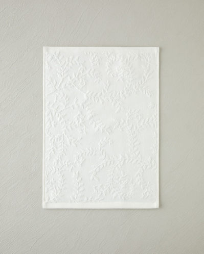 Leafy Touch %100 Pamuk Jakarlı El Havlusu 30x40 cm Ekru