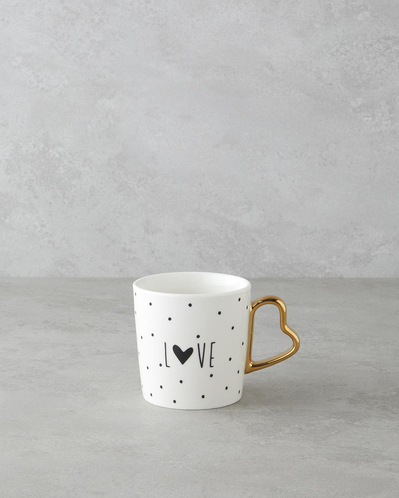Love Day New Bone China Kupa 400 ml Siyah-Beyaz-Gold