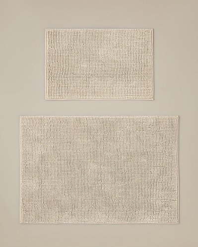 Macaroni Kaydırmaz Taban Banyo Paspası Seti 60x90 + 40x60 cm Bej