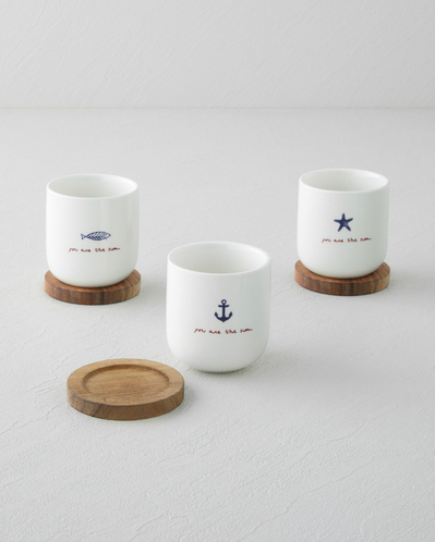 Mariner Sun Stoneware 6 Parça 3 Kişilik Fincan 150 ml Mavi-Kırmızı