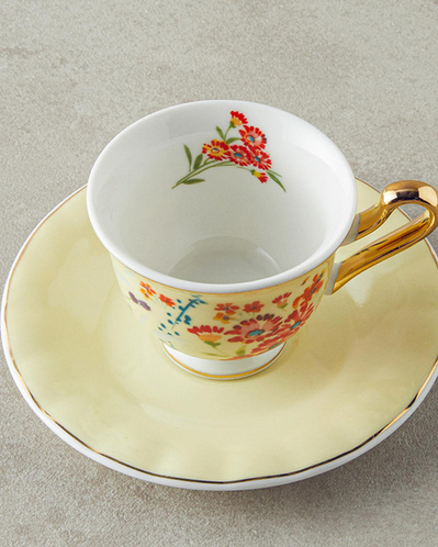 Miranda New Bone China Kahve Fincan Takımı 4 Parça 2 Kişilik Açık Sarı