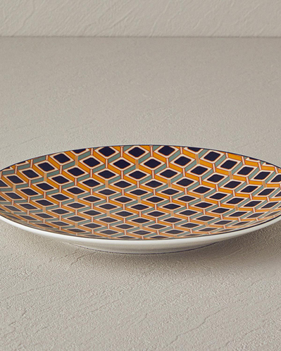 Modern Cube Bone Porselen Pasta Tabağı 20 cm Sarı