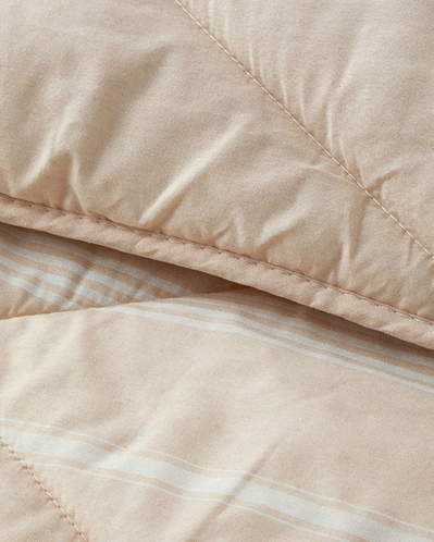 Modern Stripe Polycotton Tek Kişilik Uyku Seti Bej