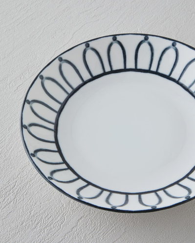 Monarch Porselen Çukur Tabak 19 cm Siyah - Beyaz