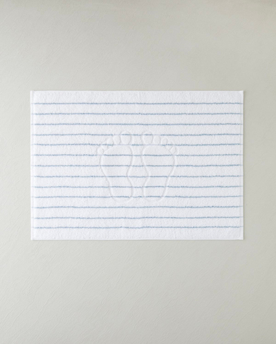 Mono Stripe %100 Pamuk Ayak Havlusu 50x70 cm Beyaz - Mavi