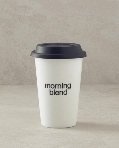 Morning Blend New Bone China Silikon Kapaklı Travel Mug Krem
