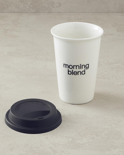 Morning Blend New Bone China Silikon Kapaklı Travel Mug Krem