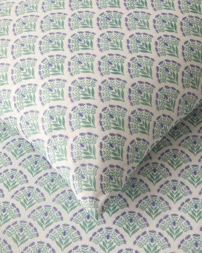 Ornament Petal Kolay Ütülenir Çift Kişilik Nevresim Seti 200x220 cm Lila-Yeşil