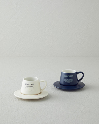 Phoebe New Bone China 4 Parça 2 Kişilik Kahve Fincan Takımı 90 ml Lacivert - Krem