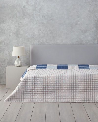 Plaid Harmony Çift Kişilik Çok Amaçlı Örtü Mavi