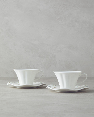 Pleasant Porselen Çay Fincanı Takımı 4 Parça 2 Kişilik Yeşil-Mavi