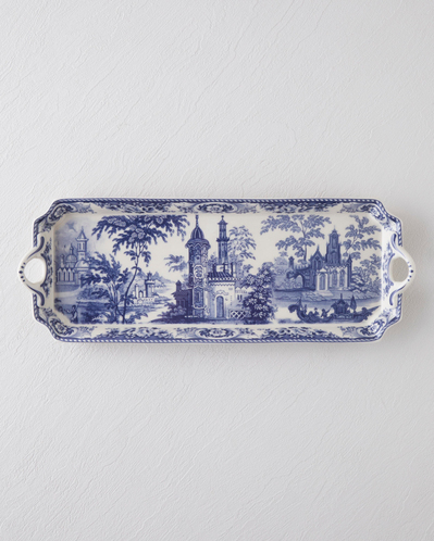 Preston Stoneware Kayık Tabak Lacivert