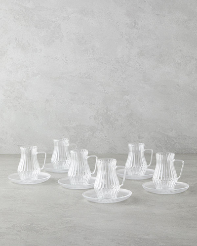 Rachel Cam 12 Parça 6 Kişilik Çay Seti 135 ml Şeffaf
