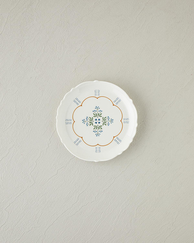 Retro Paisley New Bone China Pasta Tabağı 18 cm Beyaz - Mavi