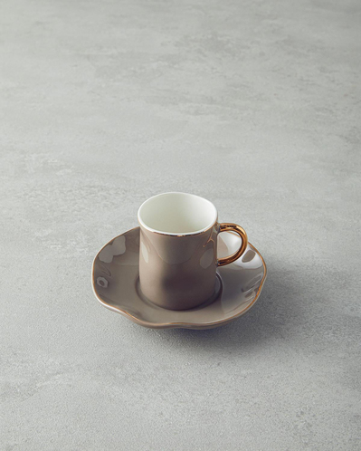 Rolly New Bone China Kahve Fincan Takımı 4 Parça 2 Kişilik Vizon