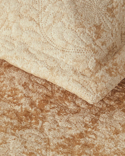 Royal Charm Kadife Çift Kişilik Yatak Örtüsü Takımı Gold