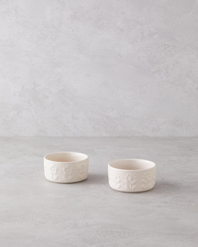 Soft Bloom Stoneware 2li Fırın Kabı Krem