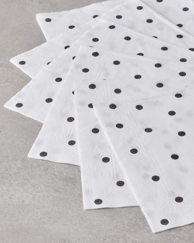 Spotty 20li Kağıt Peçete 33x33 cm Siyah - Beyaz