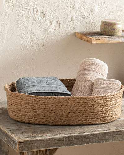 Stripe Wicker Hasır Sepet Naturel