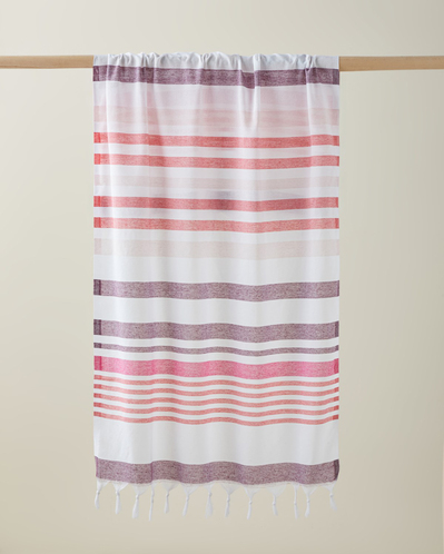 Sunjoy Rejenere Çizgili Peştamal 80x150 cm Pembe-Mor