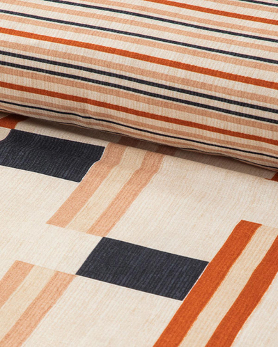 Timeline Dijital Baskılı Soft Cotton Çift Kişilik Nevresim Seti Terracotta