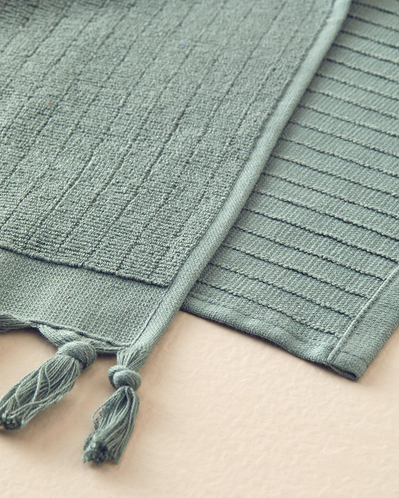 Tuffy Stripe Pamuklu Saçaklı El Havlusu Yeşil