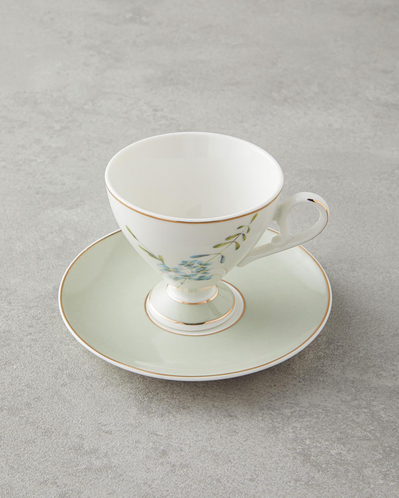 Valentina New Bone China 4 Parça 2 Kişilik Kahve Fincan Takımı 80 ml Açık Yeşil