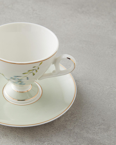 Valentina New Bone China 4 Parça 2 Kişilik Kahve Fincan Takımı 80 ml Açık Yeşil