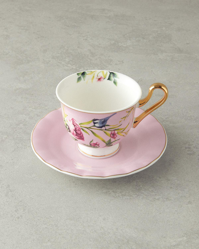 Vanilla New Bone China 4 Parça 2 Kişilik Çay Fincanı Takımı 220 ml Açık Pembe
