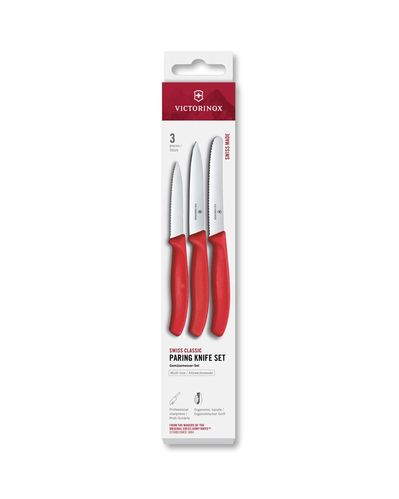 Victorinox 6.7111.34C1 Paslanmaz Çelik 3’lü Set Bıçak Seti Kırmızı