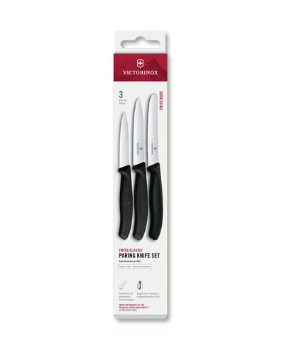 Victorinox 6.7113.34 Swiss Classic Paslanmaz Çelik 3lü Set Bıçak Seti Siyah