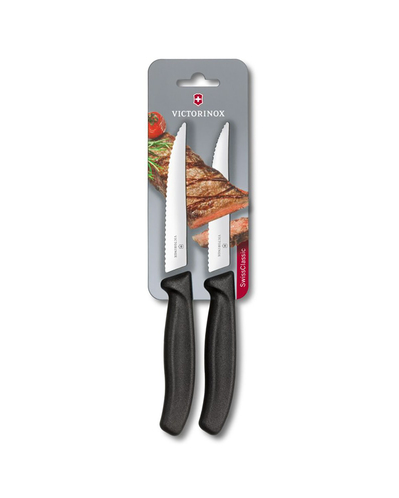 Victorinox 6.7933.B Paslanmaz Çelik 2li Tırtıklı Bıçak Seti 12 cm Siyah