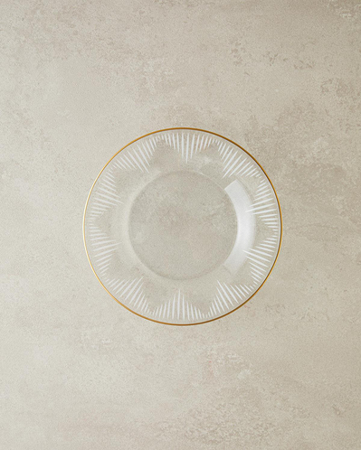 Zett Cam Pasta Tabağı 20 cm Gold