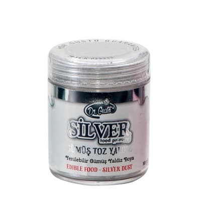 Dr.Gusto Yenilebilir Metalik Gümüş Toz Boya 10 gr