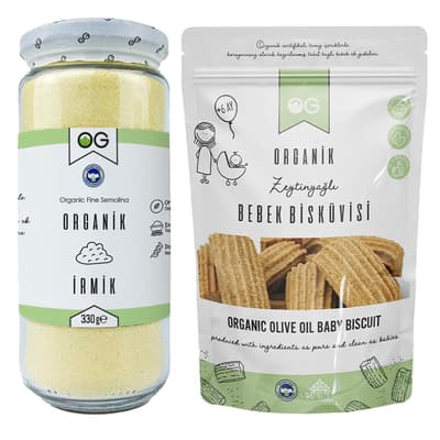 Organik Bebek İrmiği ve Bebek Bisküvi Seti
