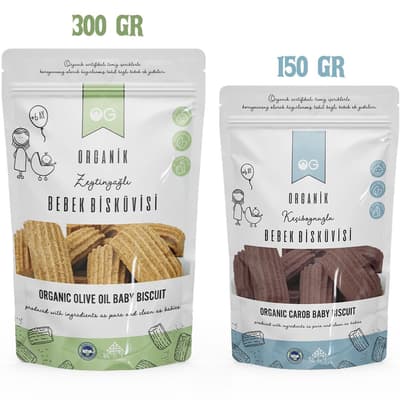Organik Keçiboynuzlu ve Zeytinyağlı Bebek Bisküvi Seti +6 Ay