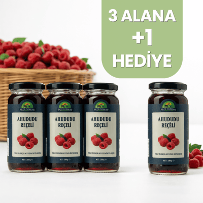 Şeker İlavesiz Ahududu Reçeli 3 adet Alana 1 adet Hediye