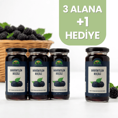 Şeker İlavesiz Böğürtlen Reçeli 3 adet Alana 1 adet Hediye