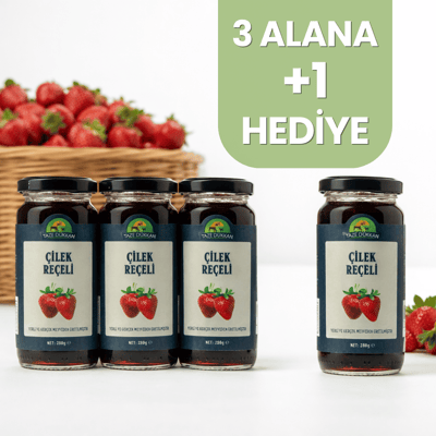 Şeker İlavesiz Çilek Reçeli 3 adet Alana 1 adet Hediye