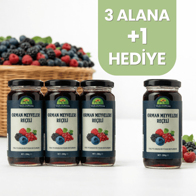 Şeker İlavesiz Orman Meyveleri Reçeli 3 adet Alana 1 adet Hediye