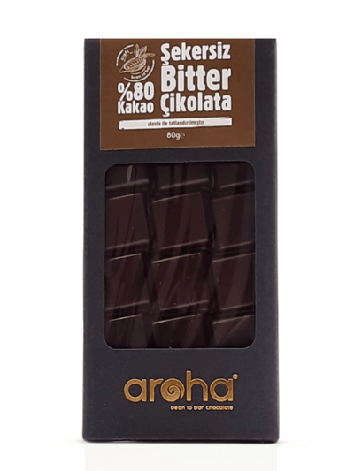 Şeker İlavesiz Stevialı %80 Bitter Çikolata (Ketojenik)