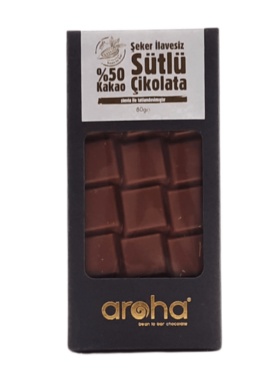 Şeker İlavesiz Stevialı Sütlü Çikolata - %50 Kakao