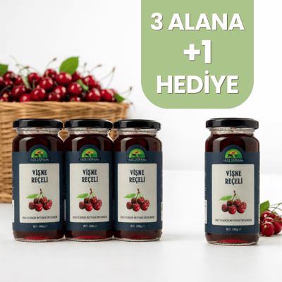 Şeker İlavesiz Vişne Reçeli 3 adet Alana 1 adet Hediye